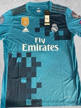 adidas Ronaldo Real Madrid Teal and Navy Fly Emirates Jersey Size Small